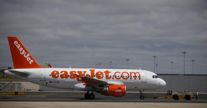FILE PHOTO: An Easyjet plane is seen at Lisbon's airport
