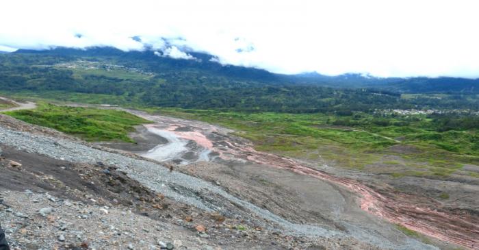 A view of tailings at Barrick Gold Corp's Porgera mine