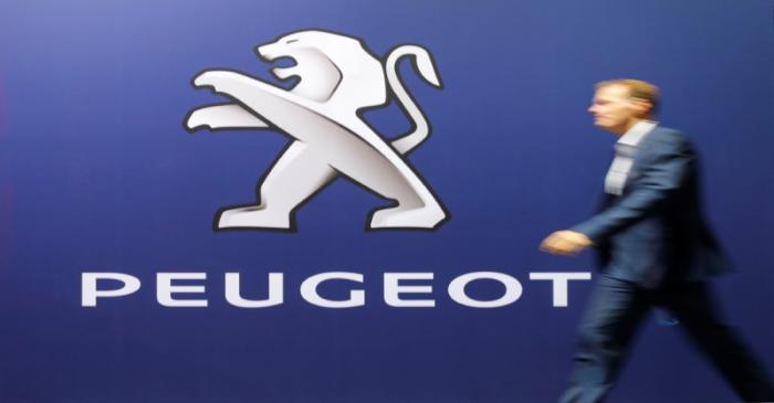 Logo of French car manufacturer Peugeot is seen at the 33th Auto Zuerich Car Show in Zurich