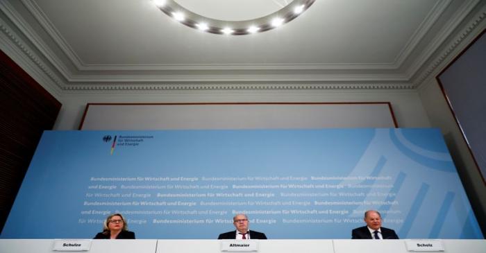 Germany's Economy and Energy Minister Altmaier, Environment Minister Schulze and Finance