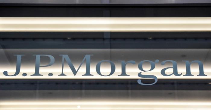 FILE PHOTO: A J.P. Morgan logo is seen in New York City