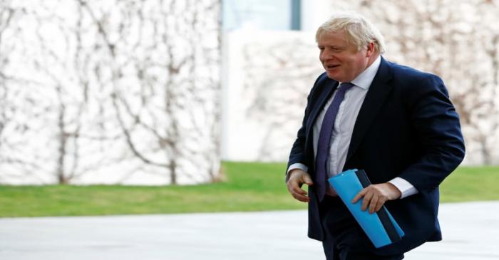 Britain's Prime Minister Boris Johnson arrives at the Libya summit in Berlin