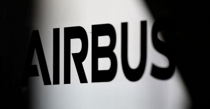 FILE PHOTO: The logo of Airbus is pictured at the aircraft builder's headquarters of Airbus in