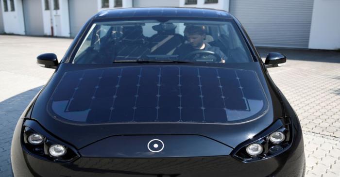 FILE PHOTO: Jona Christians, co-founder of German solar car company Sono Motors sits behind the