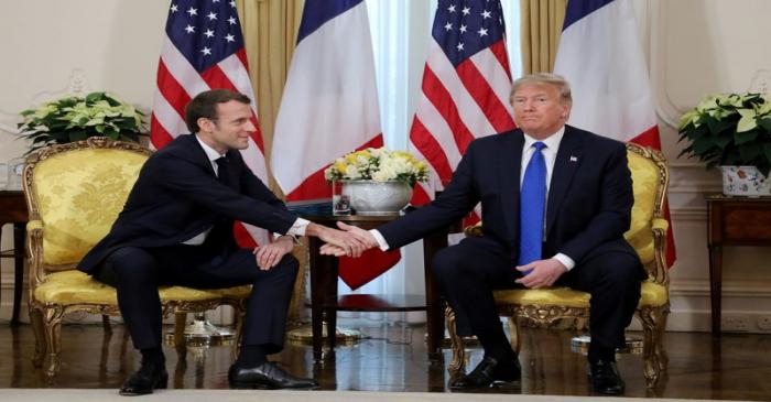 U.S. President Trump meets France's President Macron, ahead of the NATO summit, in London