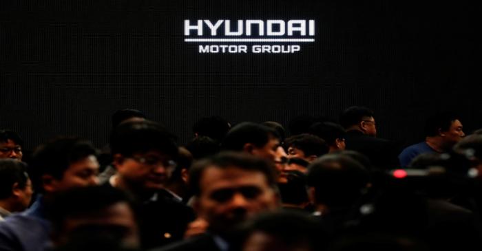 FILE PHOTO: Employees of Hyundai Motor Group leave after the company's new year ceremony in