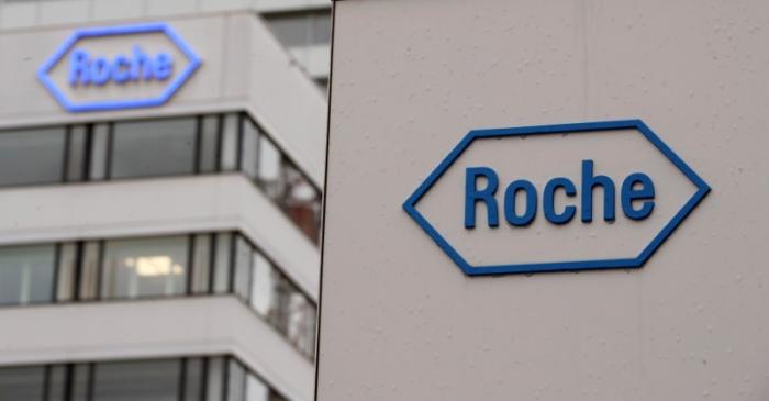 FILE PHOTO: Logo of Swiss drugmaker Roche is seen at its headquarters in Basel