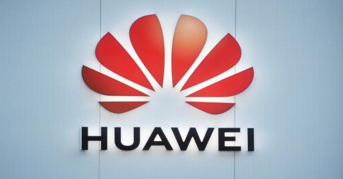Logo of Huawei is seen in Davos