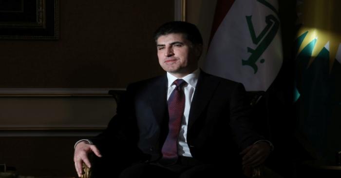 FILE PHOTO:  President of the Kurdistan region in Iraq Barzani sits in a shaft of window light