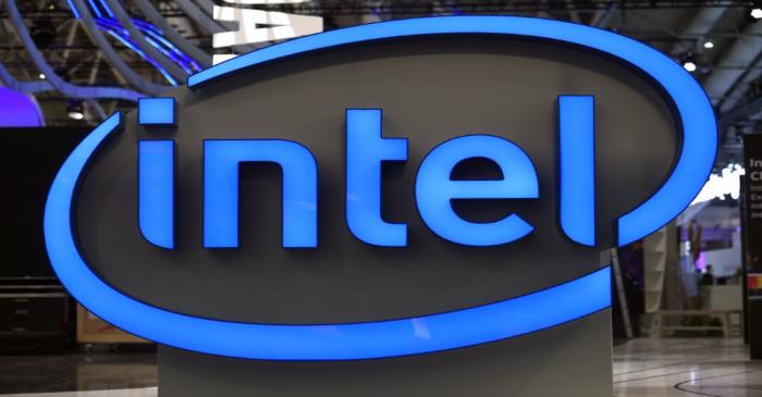 FILE PHOTO:  Intel's logo is pictured during preparations at the CeBit computer fair in Hanover