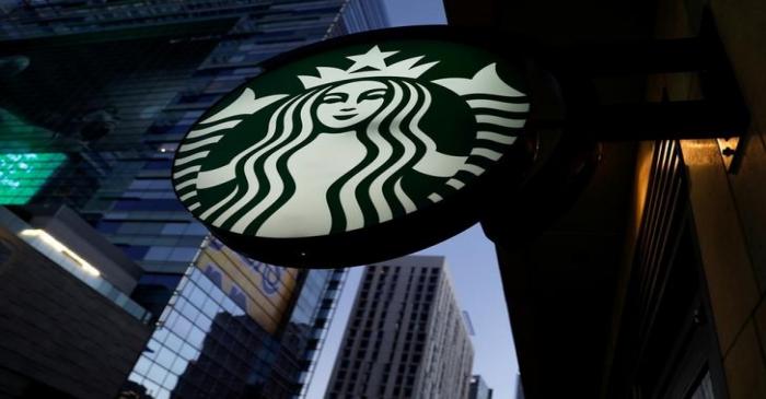 FILE PHOTO: A Starbucks sign is show on one of the companies stores in Los Angeles, California
