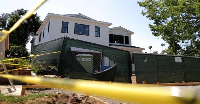 A new home is seen under construction in Los Angeles