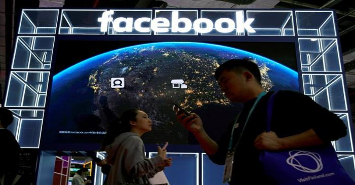 FILE PHOTO: A Facebook sign is seen at the second China International Import Expo (CIIE) in