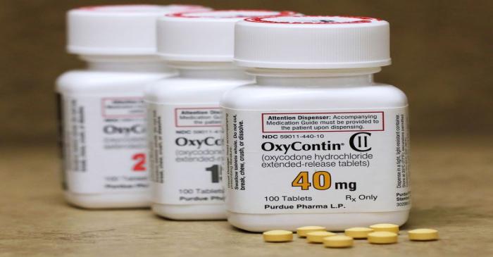 FILE PHOTO: Bottles of prescription painkiller OxyContin made by Purdue Pharma LP on a counter
