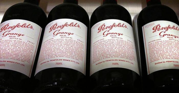 File photo of bottles of Penfolds Grange, made by Australian wine maker Penfolds and owned by