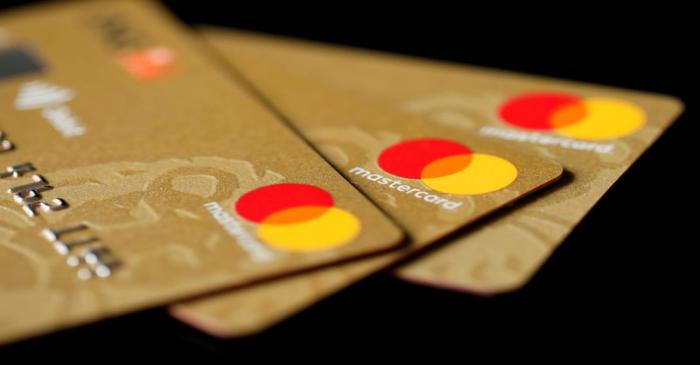 FILE PHOTO: Mastercard Inc. credit cards are displayed in this picture illustration