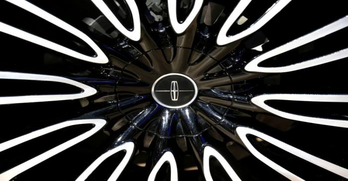 FILE PHOTO:  The logo is seen on the wheel of a Lincoln Aviator car at the Auto China 2018