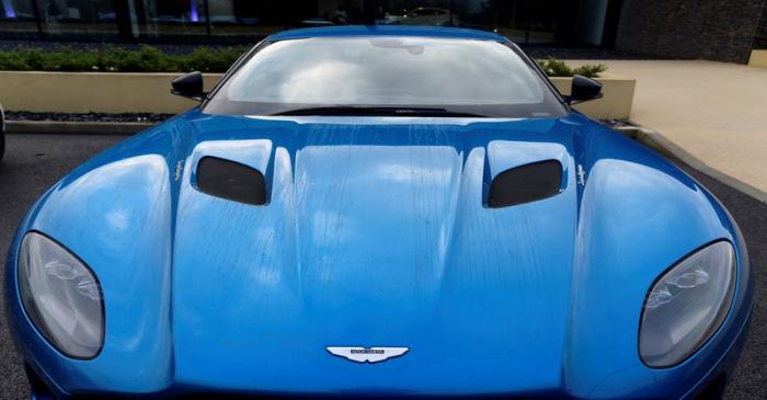 FILE PHOTO: An Aston Martin Lagonda car is parked outside the new factory in Saint Athan