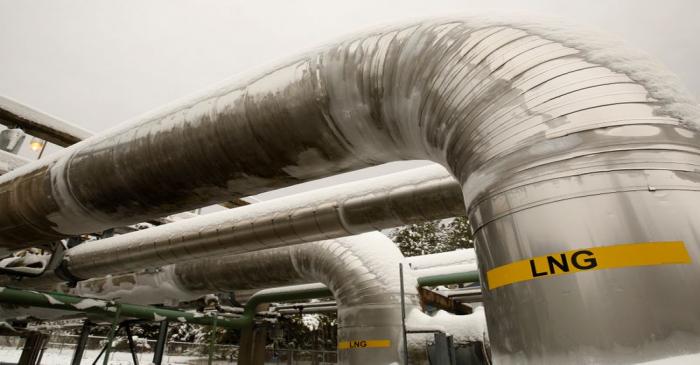 FILE PHOTO:  Snow covered transfer lines are seen at the Dominion Cove Point Liquefied Natural