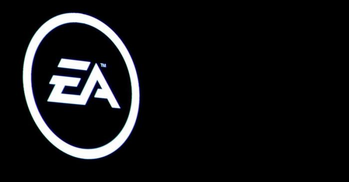 FILE PHOTO:  The Electronic Arts Inc., logo is displayed on a screen during a PlayStation 4 Pro
