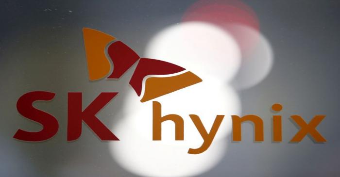 FILE PHOTO:  The logo of SK Hynix is seen at its headquarters in Seongnam