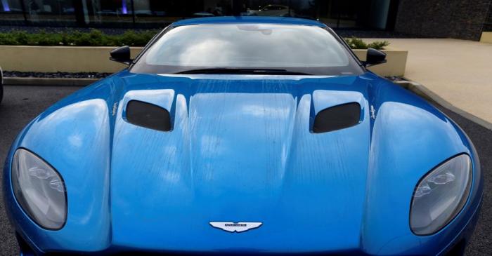 FILE PHOTO: An Aston Martin Lagonda car is parked outside the new factory in Saint Athan