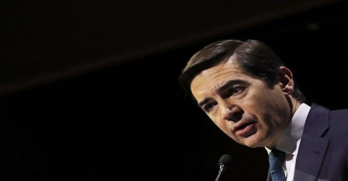 Spanish bank BBVA's chairman Torres speaks during the annual results presentation in Madrid