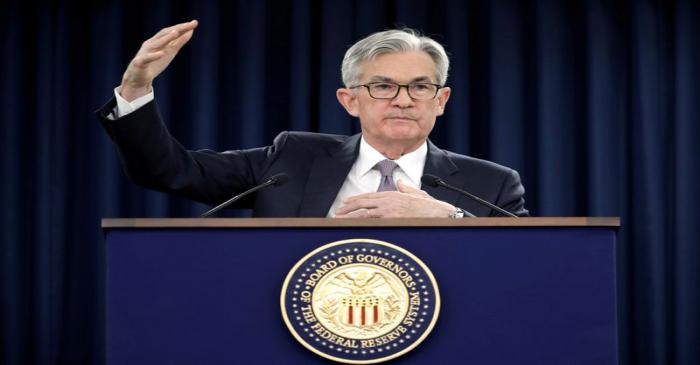 FILE PHOTO: Jerome Powell holds a news conference in Washington
