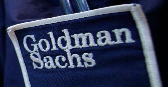 The logo of Dow Jones Industrial Average stock market index listed company Goldman Sachs (GS)