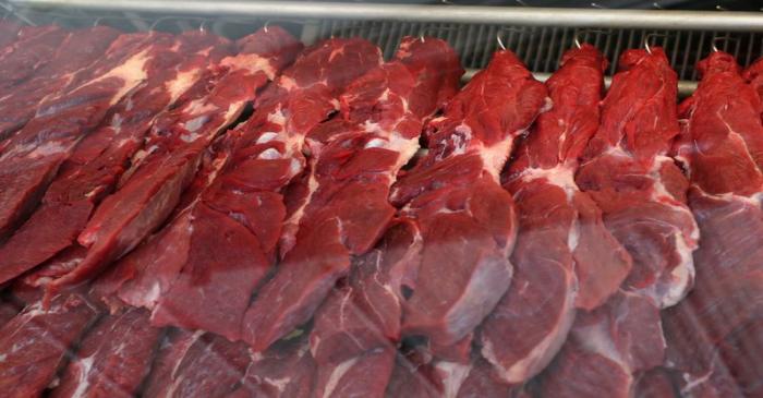 Meat products are displayed in a local butchery in Santo Andre