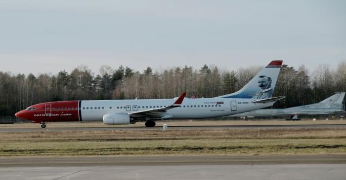 Norwegian Air Sweden Boeing 737-800 plane SE-RRY takes off in Riga International Airport in