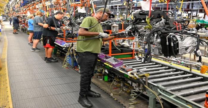 FILE PHOTO: Engines assembled as they make their way through the assembly line at the General