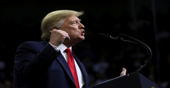 FILE PHOTO: U.S. President Donald Trump holds a campaign rally at Drake University in Des