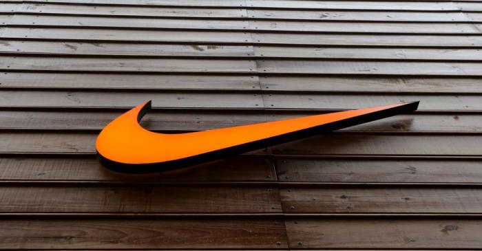FILE PHOTO: The logo of Nike is seen in a storefront in Sao Paulo