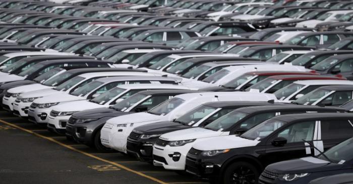 FILE PHOTO: New Land Rover cars are seen in a parking lot at the Jaguar Land Rover plant at