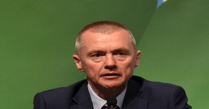 FILE PHOTO: Willie Walsh, CEO of International Airlines Group speaks during the closing press