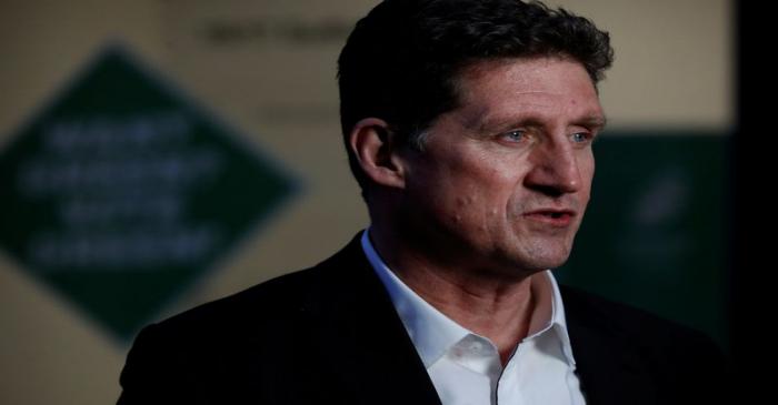 Eamon Ryan, the leader of the Irish Green Party, is photographed during a television interview