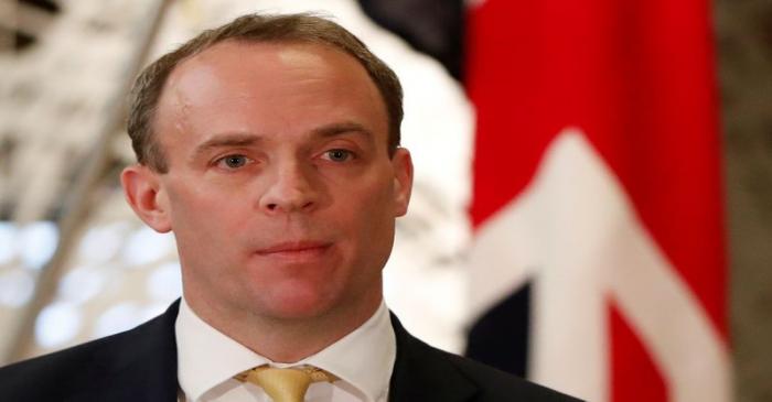 British Foreign Secretary Dominic Raab attends their joint news conference with Japanese