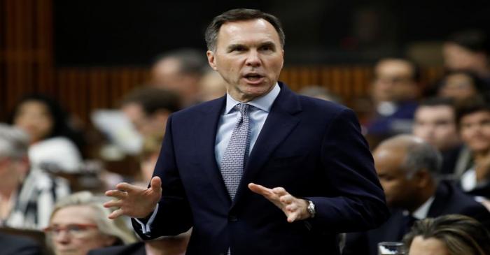 Canada's Minister of Finance Morneau speaks during Question Period in Ottawa