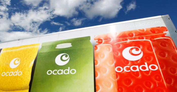 FILE PHOTO:  An Ocado truck returns to the Ocado depot in Hatfield, southern England