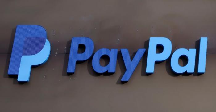 The PayPal logo is seen at an office building in Berlin