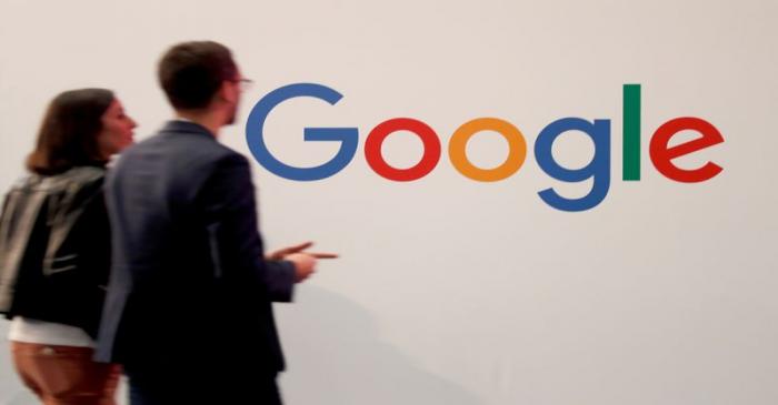 FILE PHOTO: Logo of Google is seen at VivaTech fair in Paris