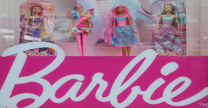 Barbie dolls are seen in a window of a toy store in Kiev