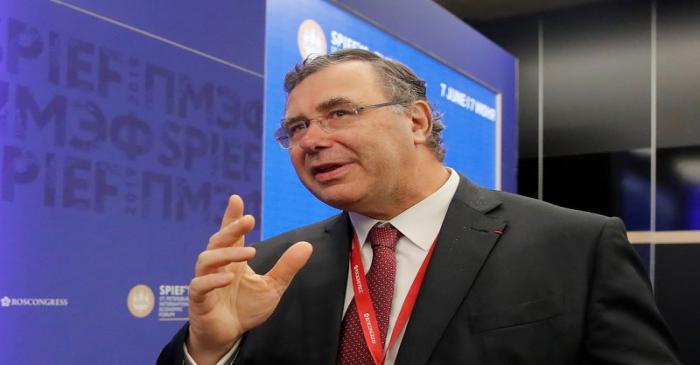 FILE PHOTO: Total CEO Pouyanne attends the St. Petersburg International Economic Forum