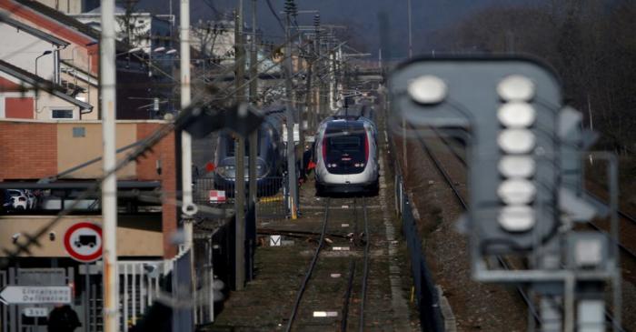 FILE PHOTO: Trains are seen at the Alstom high-speed train TGV factory of the company in