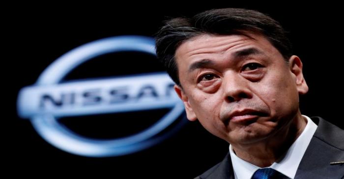 FILE PHOTO: Nissan Motor chief executive Makoto Uchida speaks during a news conference at