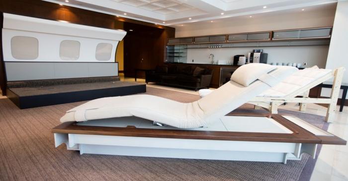FILE PHOTO: Prototypes of chaise lounge for Bombardier's Global 7500, the first business jet to