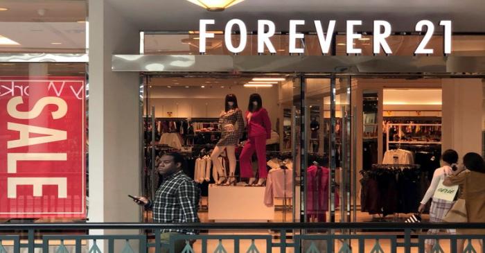 Shoppers enter a Forever 21 fashion retail store at the King of Prussia mall in King of
