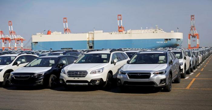FILE PHOTO: Newly manufactured cars of the automobile maker Subaru await export in a port in