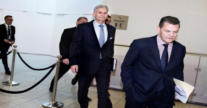 FILE PHOTO:  Thomas Borgen, resigned CEO of Danske Bank and Ole Andersen, ?hairman of the board